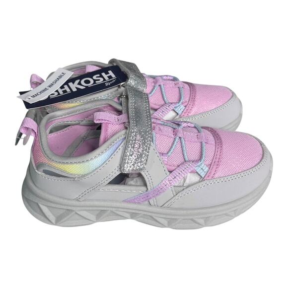 NEW OshKosh B Gosh Toddler SHOES Girls 12 Play Sandals Pink Silver Glitter NWT - Picture 9 of 13